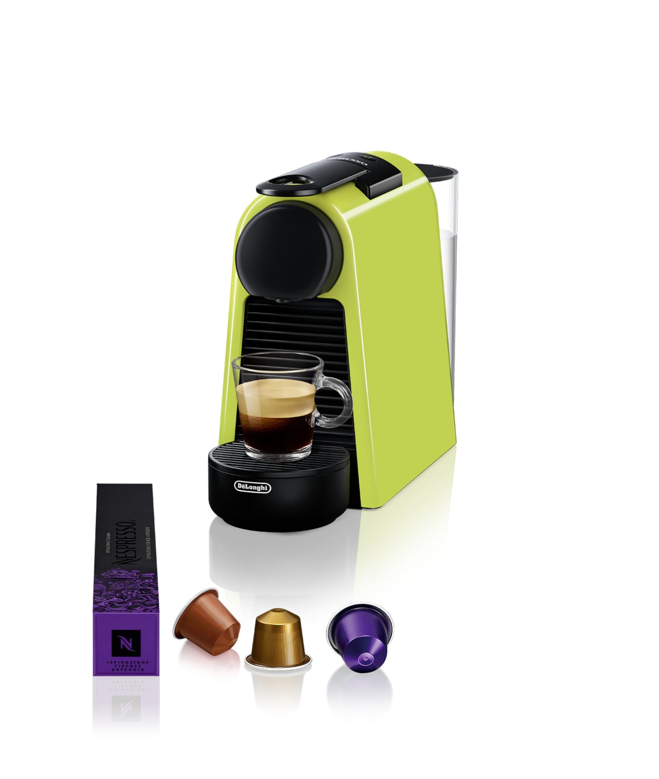 Premium Kaffimaschine Essenza Mini Grün, 19 Bar + Willkommensset, Kompakts Design, Espresso und Lungo, Automatischi Abschaltig, Limegrün - Macchiva Exklusivprodukt